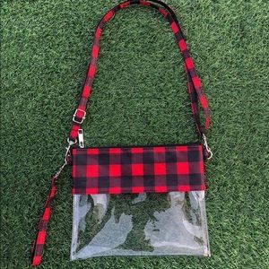 NWT Clear PVC Buffalo Check Crossbody Purse Bag 🟥⬛️